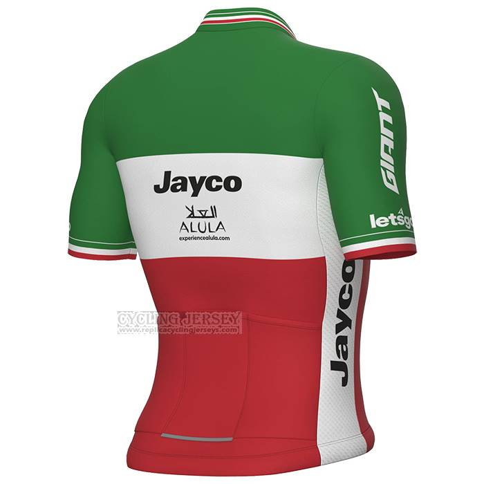 2023 Cycling Jersey Jayco Alula Italy Champion Green White Red Short Sleeve and Bib Short